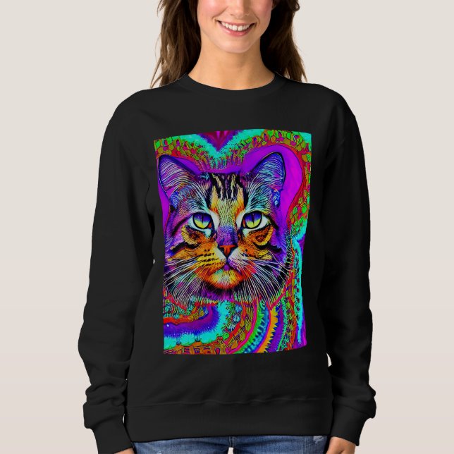 Sudadera Psychedelic Kitty Kitten Lover In Cat Art Style_3 (Anverso)