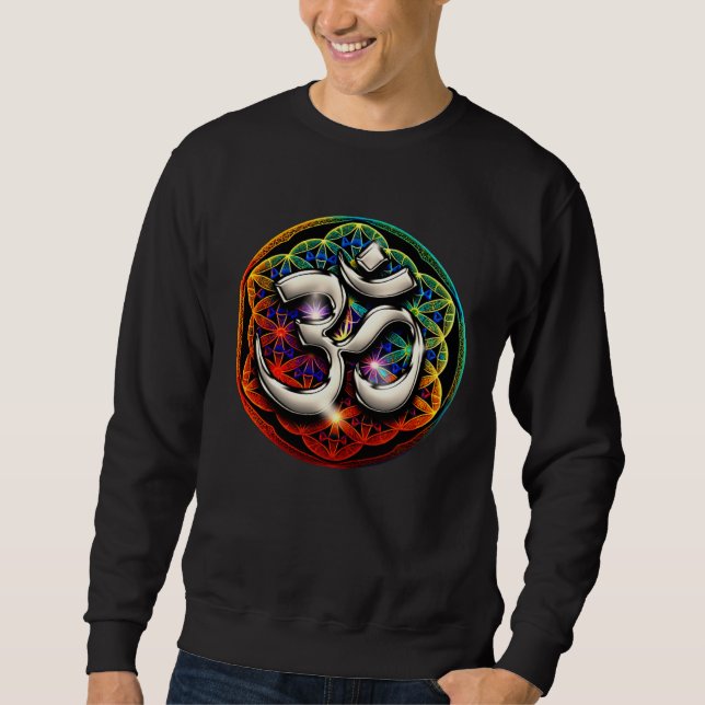 Sudadera Psychedelic Om Zen Symbol Flower Of Life Buddhist  (Anverso)