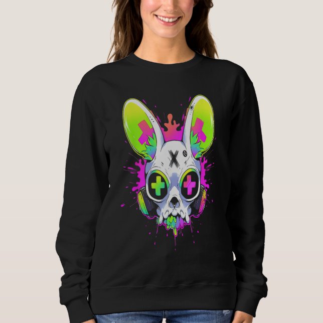 Sudadera Psychedelic Techno Rabbit Rave EDM Punk Grunge Aes (Anverso)
