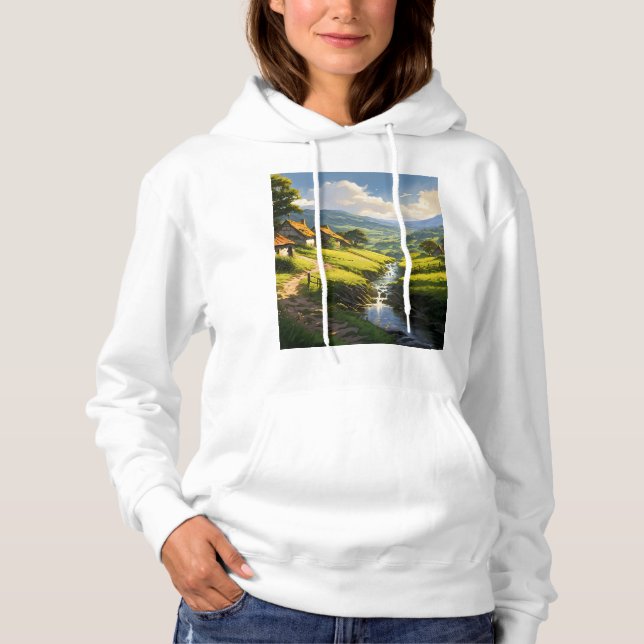 Sudadera Pueblo de Casas de Piedra Rústica (Anverso)