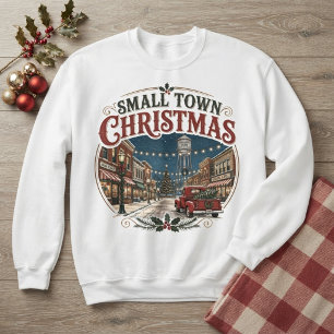 Sudadera Pueblo Pequeño Camioneta Roja Vintage Navidad