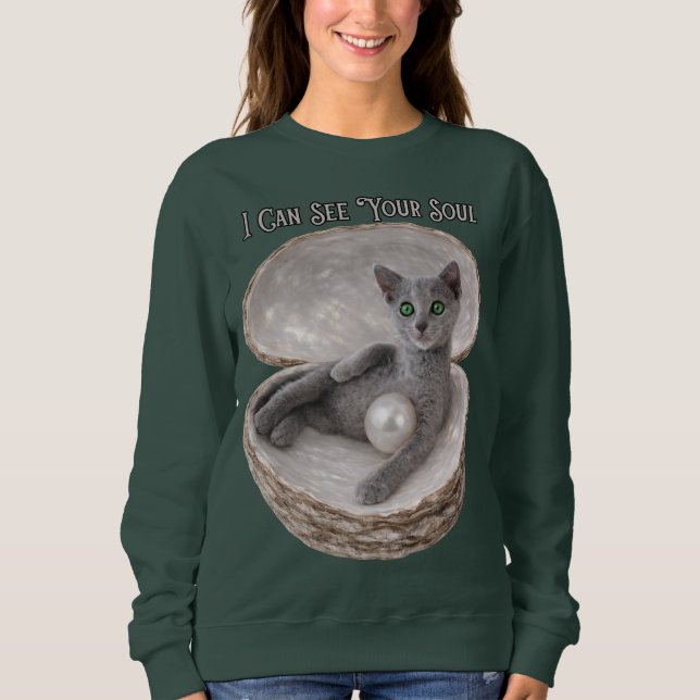 Sudadera Puedo ver el alma de tu divertido diseño de gato a (Anverso)