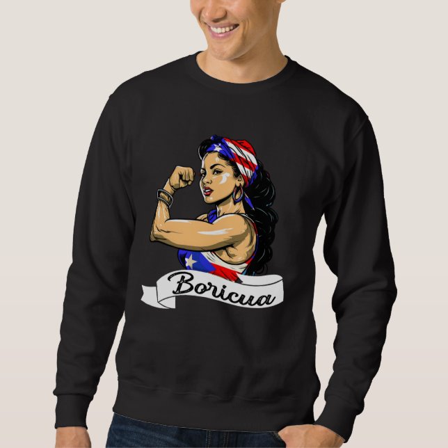 Sudadera Puerto Rican Girl Boricua Puerto Rico Flag Pride W (Anverso)