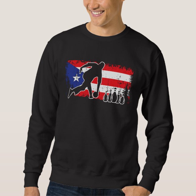 Sudadera Puerto Rico Flag Bowling League Team Coach Cool Bo (Anverso)