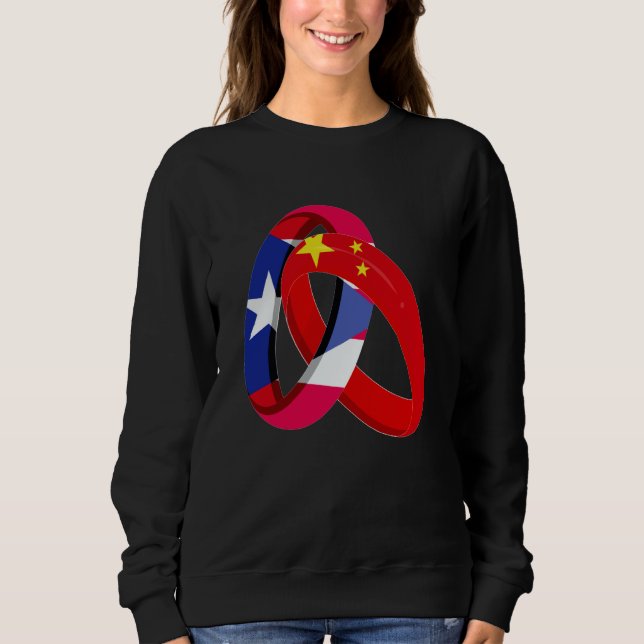 Sudadera Puerto Rico Flag China Grown Ring Marriage Wedding (Anverso)