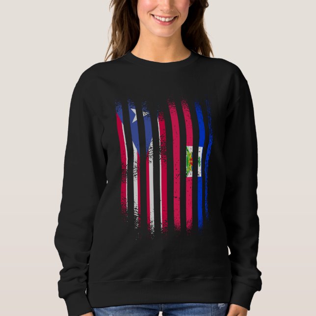 Sudadera Puerto Rico Flag Haiti Grown Country Flags Stripes (Anverso)