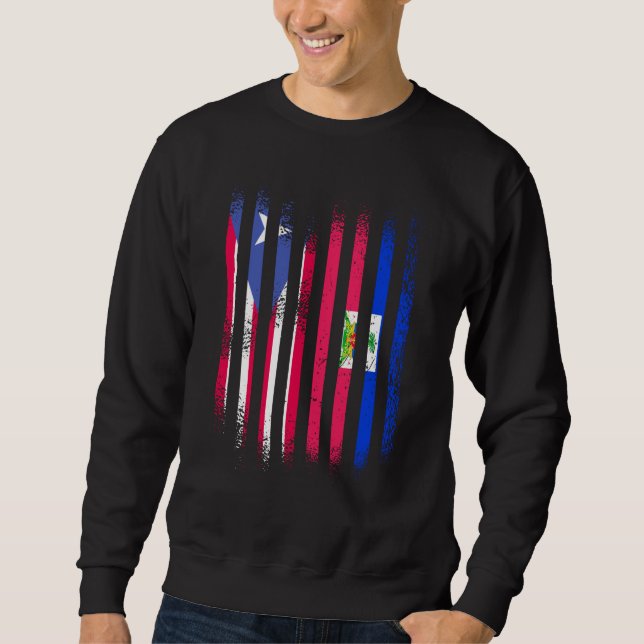 Sudadera Puerto Rico Flag Haiti Grown Country Flags Stripes (Anverso)