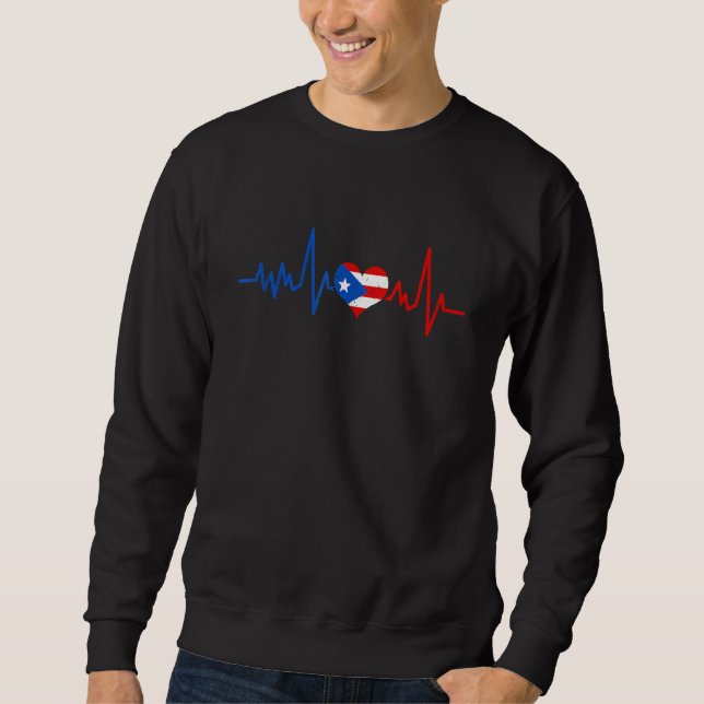 Sudadera Puerto Rico Heart Puertorro Heartbeat EKG Pulse Pu (Anverso)