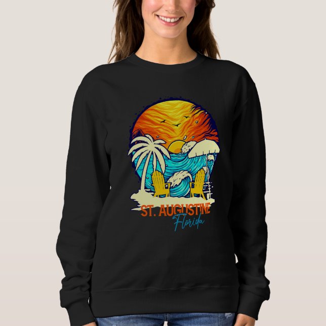 Sudadera Puesta de sol de St Augustine Florida Vacaciones P (Anverso)