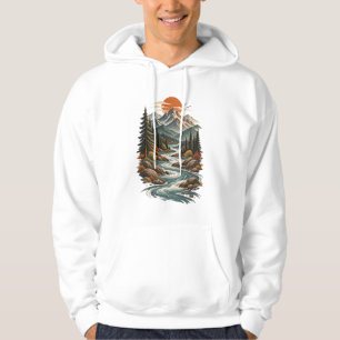 Sudadera Puesta de sol en el río de la montaña sinuosa