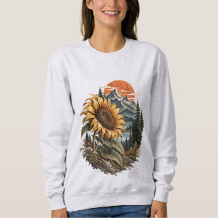 Sudadera Puesta de sol en la montaña salvaje del girasol