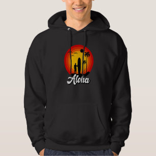 Sudadera Puesta de sol retro Aloha Hawái Isla hawaiana Aloh