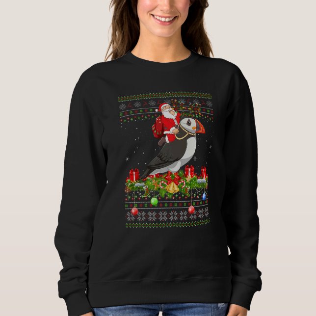 Sudadera Puffin Bird  Ugly Santa Riding Puffin Christmas (Anverso)