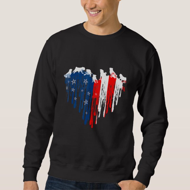 Sudadera Pug American Heart Flag Perro 4 De Julio (Anverso)