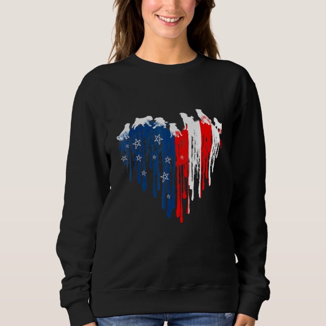Sudadera Pug American Heart Flag Perro 4 De Julio (Anverso)