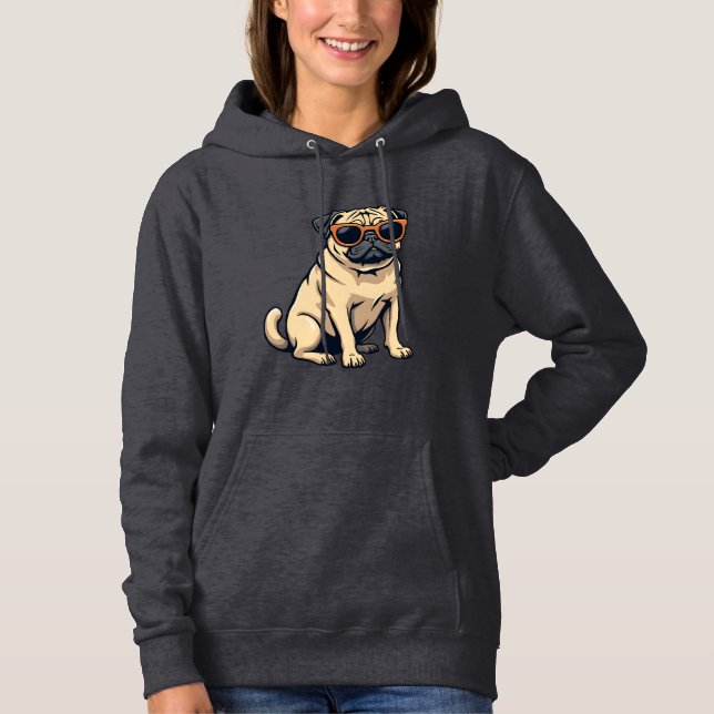 Sudadera Pug antiguo haciendo dab con gafas de sol Perro di (Anverso)