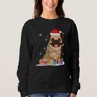 Sudadera Pug Christmas Tree Lights Santa Hat Xmas Pajama Bo