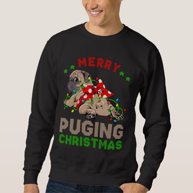 Sudadera Pug Christmas Tree Lights Xmas Gifts Boys Pugmas S (Anverso)