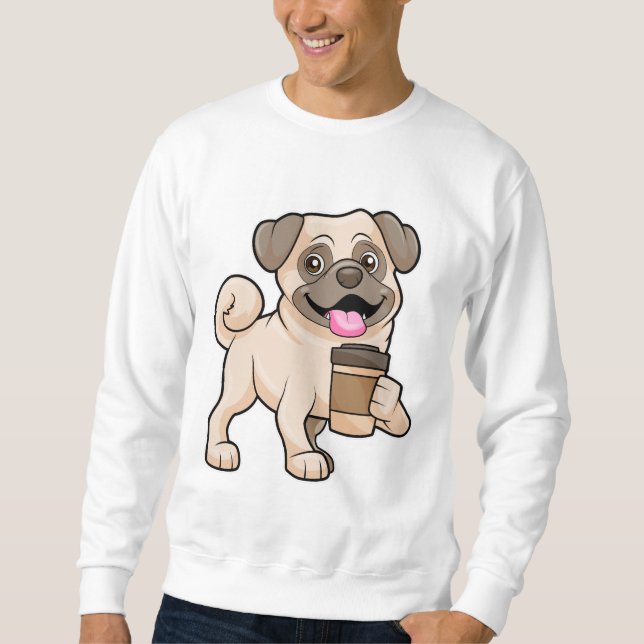 Sudadera Pug con café para ir (Anverso)