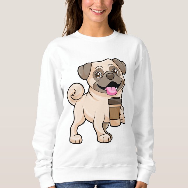 Sudadera Pug con café para ir (Anverso)