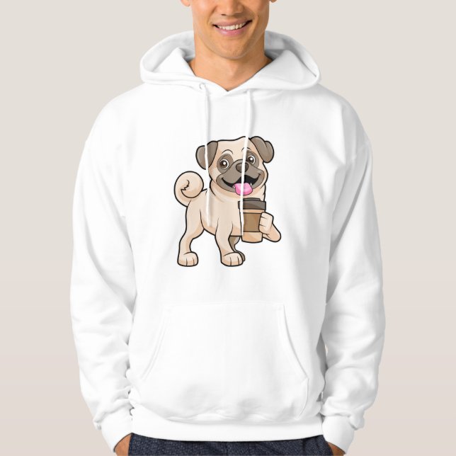 Sudadera Pug con café para ir (Anverso)
