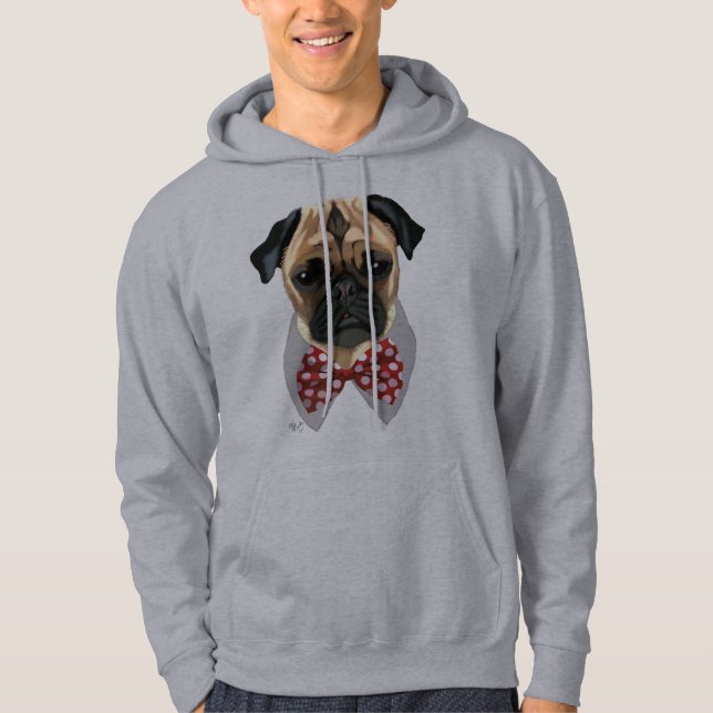 Sudadera Pug con corbata de remolino con manchas rojas (Anverso)