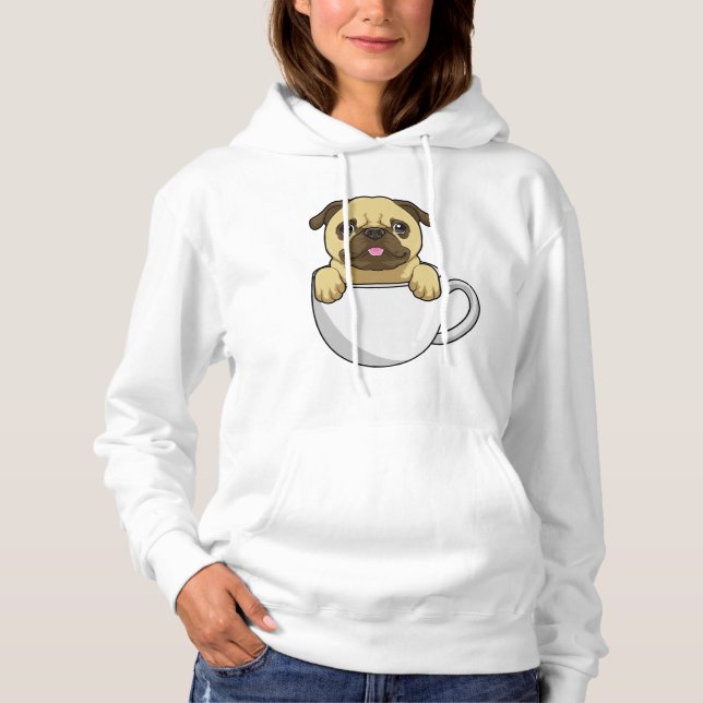 Sudadera Pug con taza de café (Anverso)