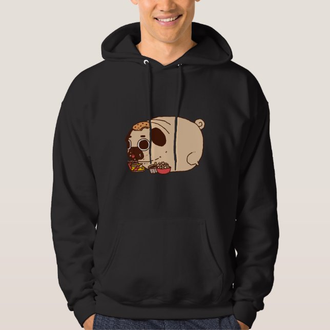 Sudadera pug de chubby comiendo camiseta clásica 886 (Anverso)