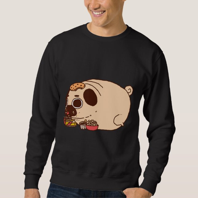 Sudadera pug de chubby comiendo camiseta clásica 886 (Anverso)