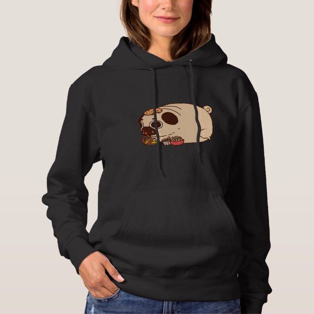 Sudadera pug de chubby comiendo camiseta clásica 886 (Anverso)