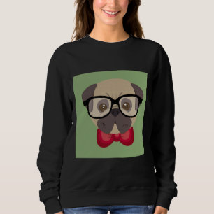 Sudadera Pug de moda - Pug con Bowtie roja y Green Ba
