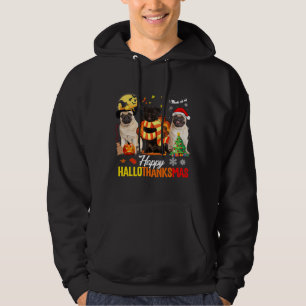 Sudadera Pug Dog Happy Hallothanksmas Cute Pug Dog Thanksgi