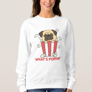 Sudadera Pug Dog Popcorn Whats Poppin Funny