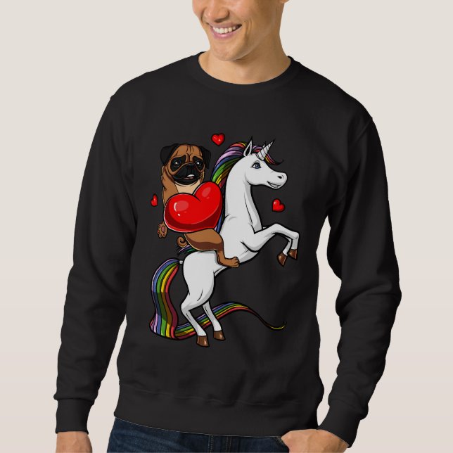 Sudadera Pug Dog Riding Unicorn Classic T-Shirt 313 (Anverso)