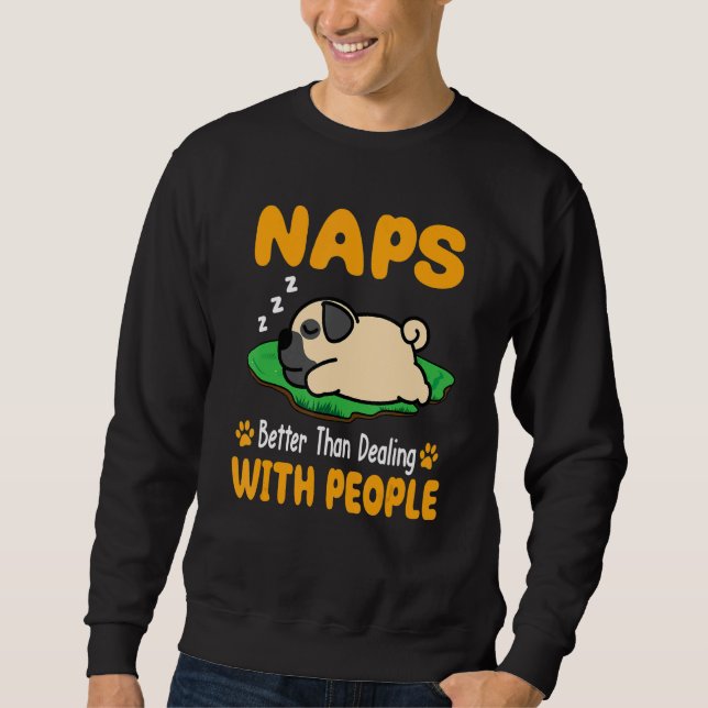Sudadera Pug Duerme Mejor Que Tratar Con Gente Cachorro Per (Anverso)