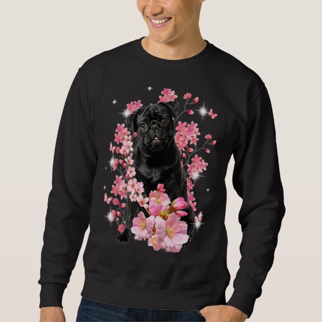 Sudadera Pug Flores de Cerezo (Anverso)