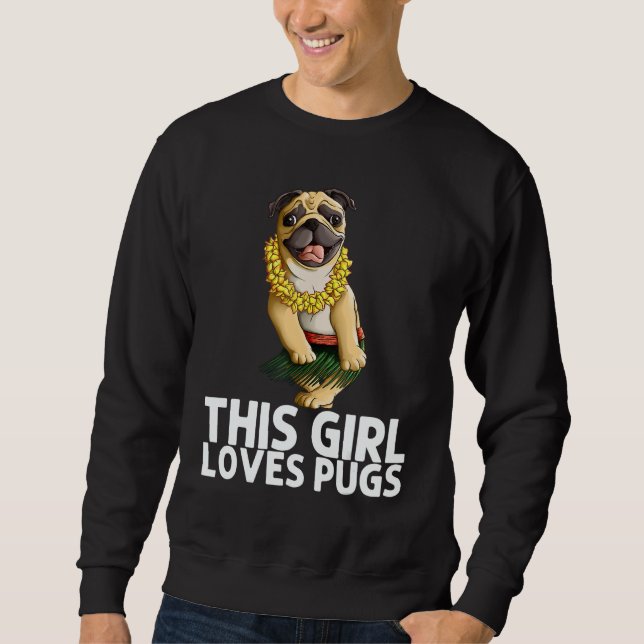 Sudadera Pug For Girls Kids Hula Dancer Aloha Pug  1 (Anverso)