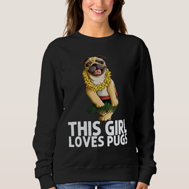 Sudadera Pug For Girls Kids Hula Dancer Aloha Pug  1 (Anverso)
