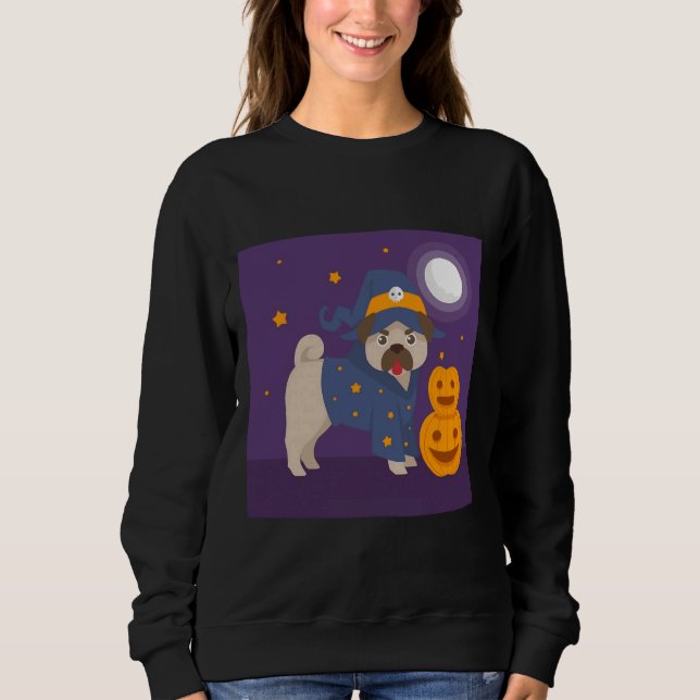 Sudadera PUG HALLOWEEN CON Camiseta Esencial BOMBA 220 (Anverso)
