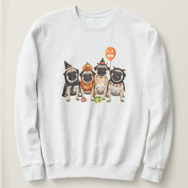 Sudadera Pug Halloween Sweatshirt-Halloween Dog Mom  (Anverso del diseño)
