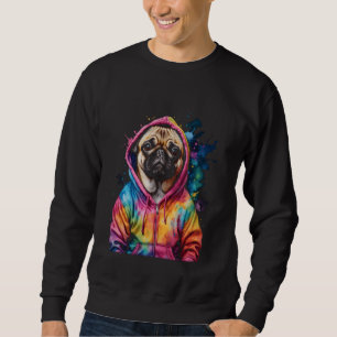 Sudadera Pug Hoodie Perro colorido divertido Arte Animal Im