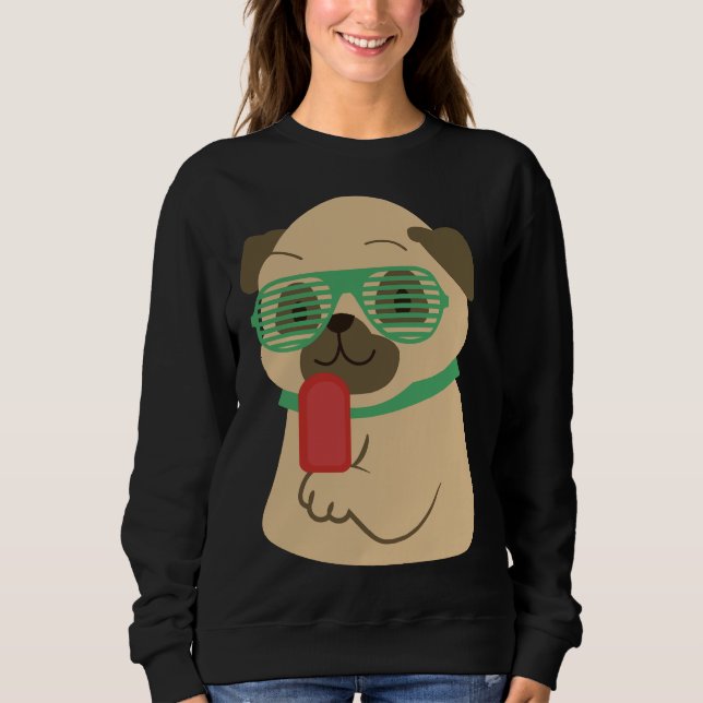 Sudadera Pug icecream lindo perro de pug Essential T-Shirt  (Anverso)