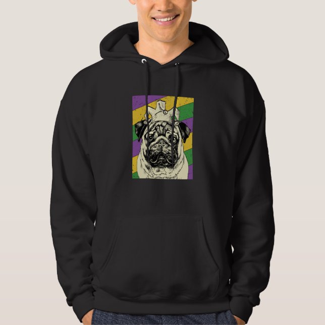 Sudadera Pug Jester Mardi Gras Dog Mom or Dad (Anverso)