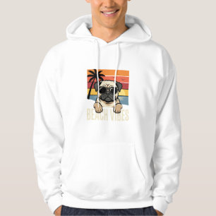 Sudadera Pug Perro Ambiente de Playa Atardecer