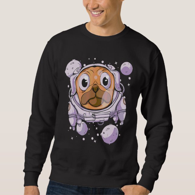 Sudadera Pug Perro Astronauta Espacio Mascota Gráfico (Anverso)