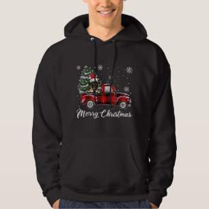 Sudadera Pug Riding Red Truck Christmas Tree Dog Lover