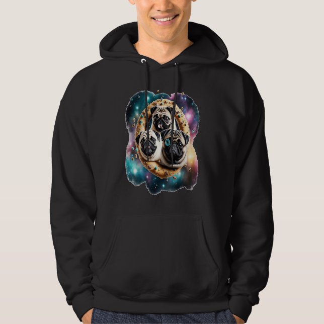 Sudadera Pugs En El Espacio Con Donas Lindos Chicos Chicas  (Anverso)