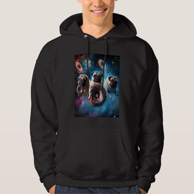 Sudadera Pugs En El Espacio Con Donuts Lindos Chicos Chicas (Anverso)