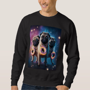 Sudadera Pugs En El Espacio Con Donuts Lindos Chicos Chicas