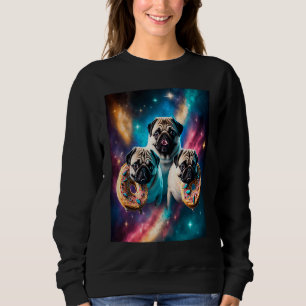 Sudadera Pugs En El Espacio Con Donuts Lindos Chicos Chicas